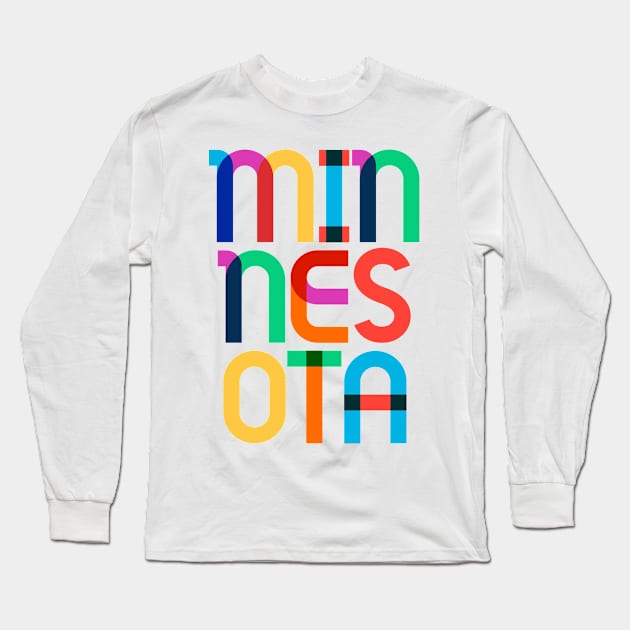 Minnesota State Mid Century, Pop Art Mondrian Long Sleeve T-Shirt by Hashtagified